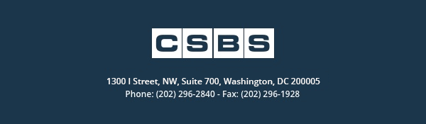 CSBS footer bar with address and phone